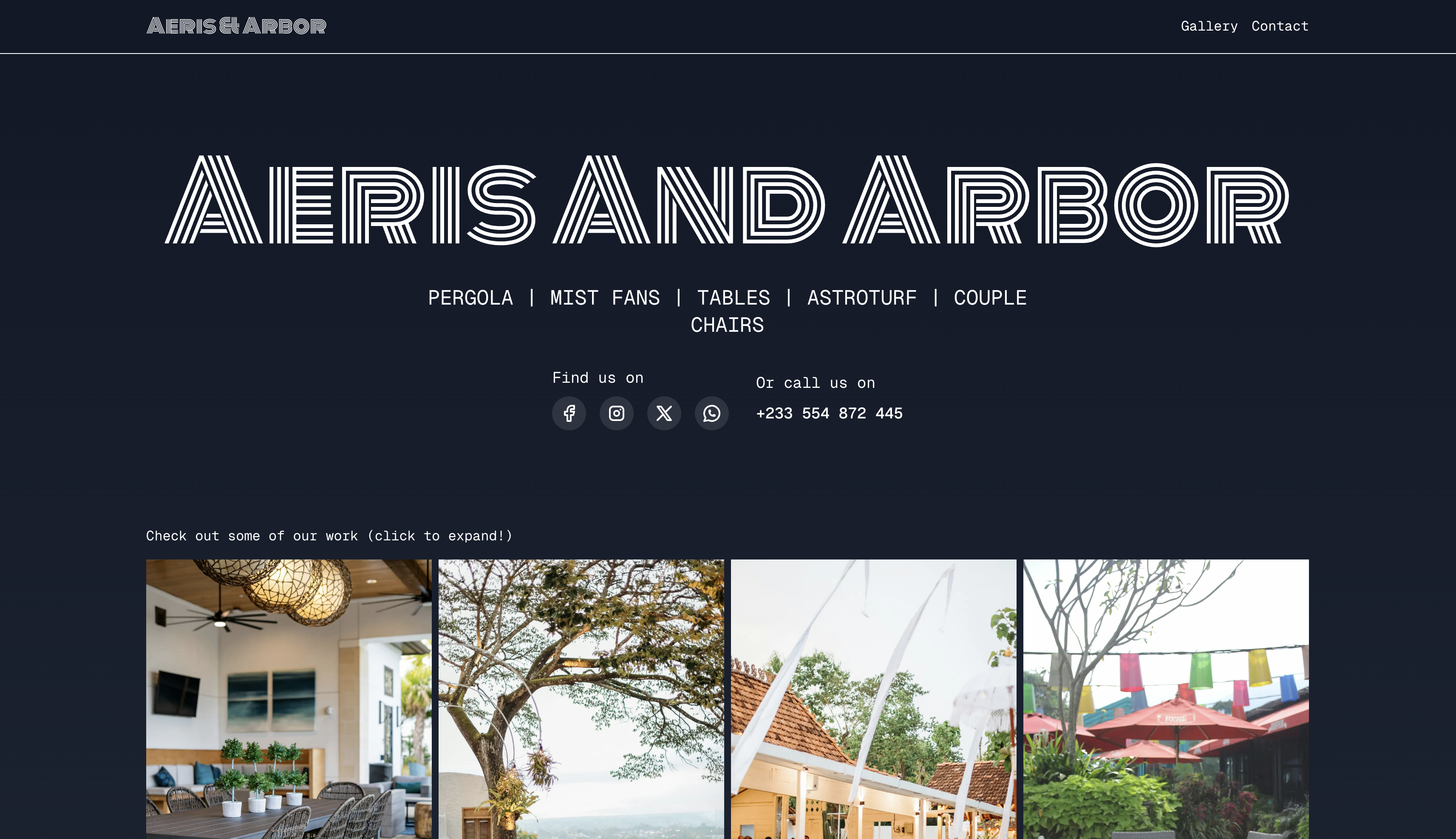 Aeris and Arbor company showcase website
